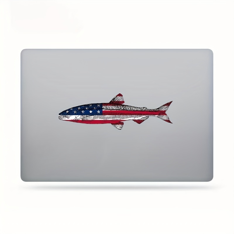 1pc American Flag Fish Bone Stickers Patriotic Fishing Stickers Waterproof  Vinyl Stickers, Funny Stickers For Hard Hat, Toolbox