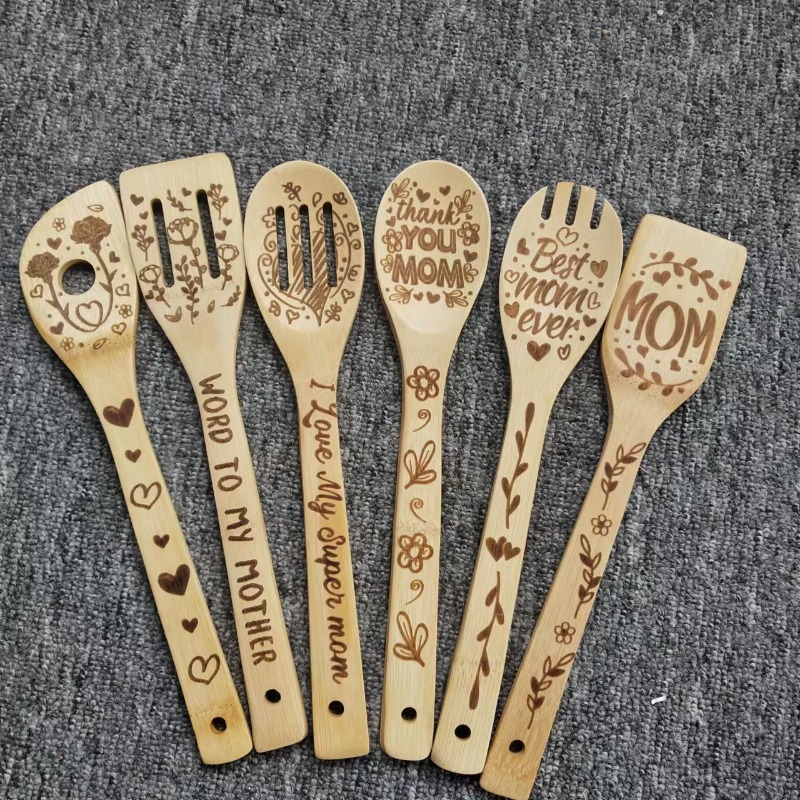 Plant Bamboo Cooking Spoons With Holder Plant Kitchen Decor Engraved Plant  Gifts For Women Bamboo Cooking Utensils Kitchen Spoons For Cooking Set  Plant Utensil Holder Halloween Decoration, Halloween Gift, Home Decor,  Kitchen