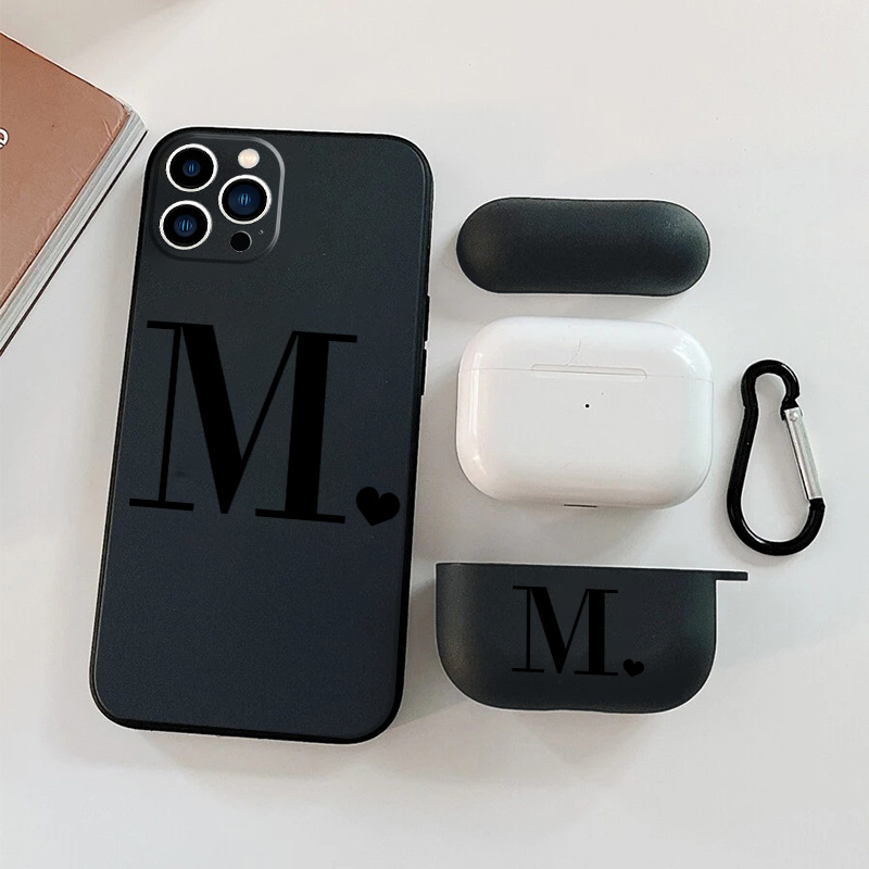 

1pc Earphone Case For Airpods Pro & 1pc Phone Case With Letter M Graphic For 11 14 13 12 Pro Max Xr Xs 7 8 Plus