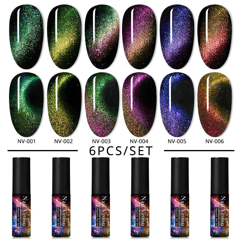 9d Galaxy Cat Eye Nail Gel Chameleon Magnetic Cat Eye Nail - Temu