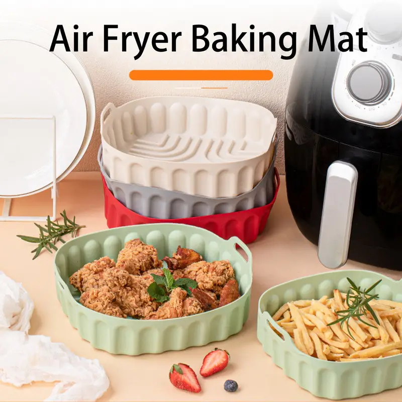 Reusable Air Fryer Liner Square Silicone Tray Mat Grill Pizza Oven Baking Trays  Pan Mat Chicken Basket Mat Air Fryer Silicone Pot Kitchen Baking  Accessories - Temu