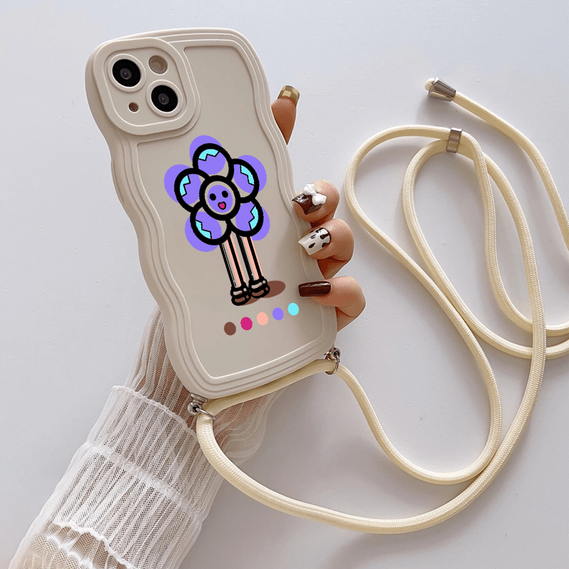 Funda suave para iPhone 14 Plus lila con cordon