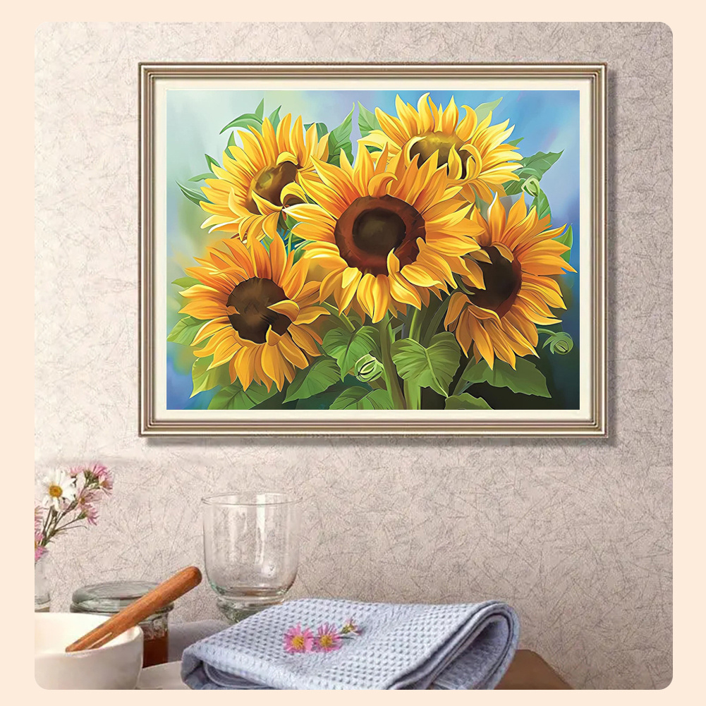 Diy 5d Diamond Paintings Flowers Sunflower Diamond Art Mosaic