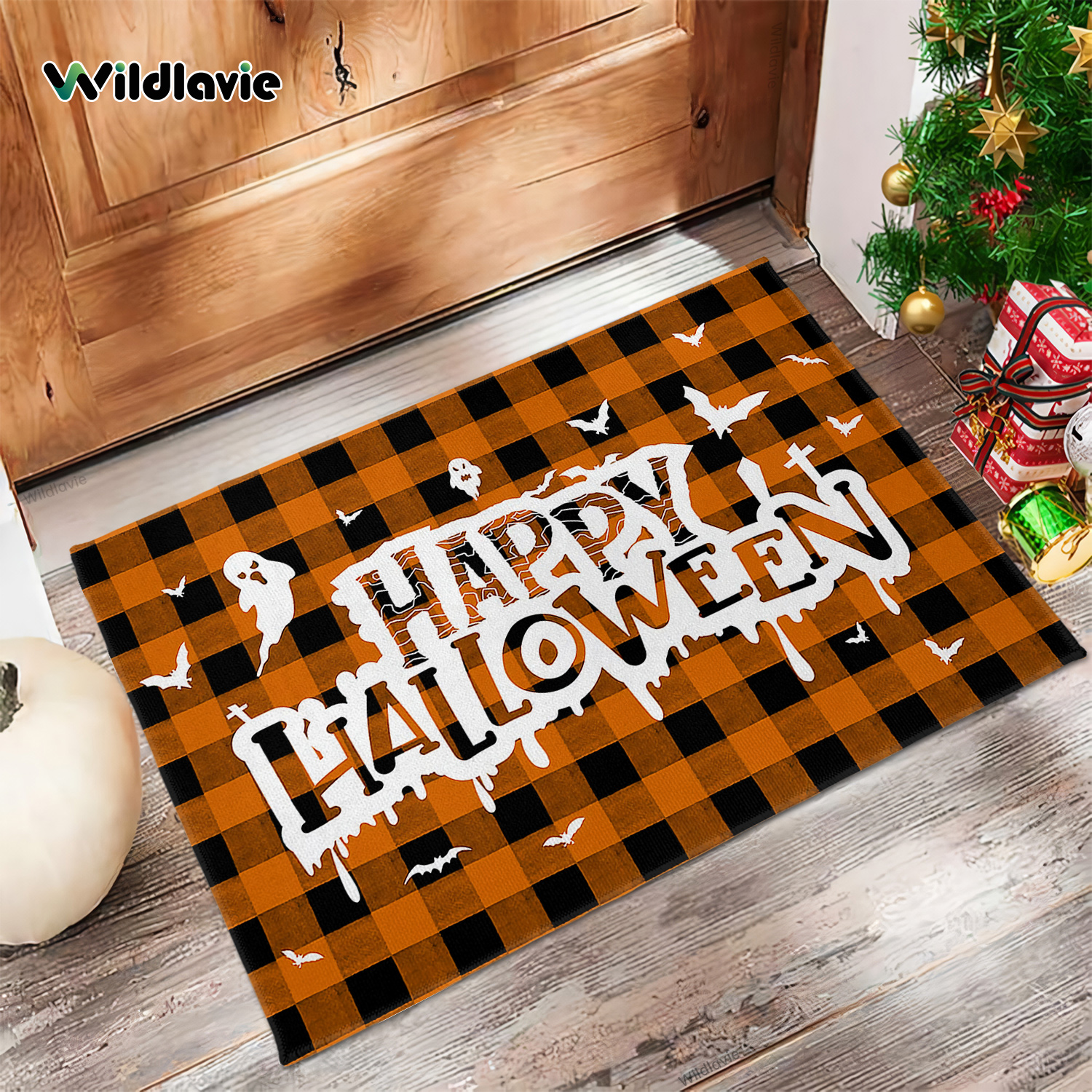 Buffalo Plaid Rug Halloween Decorative Doormat Buffalo Check - Temu