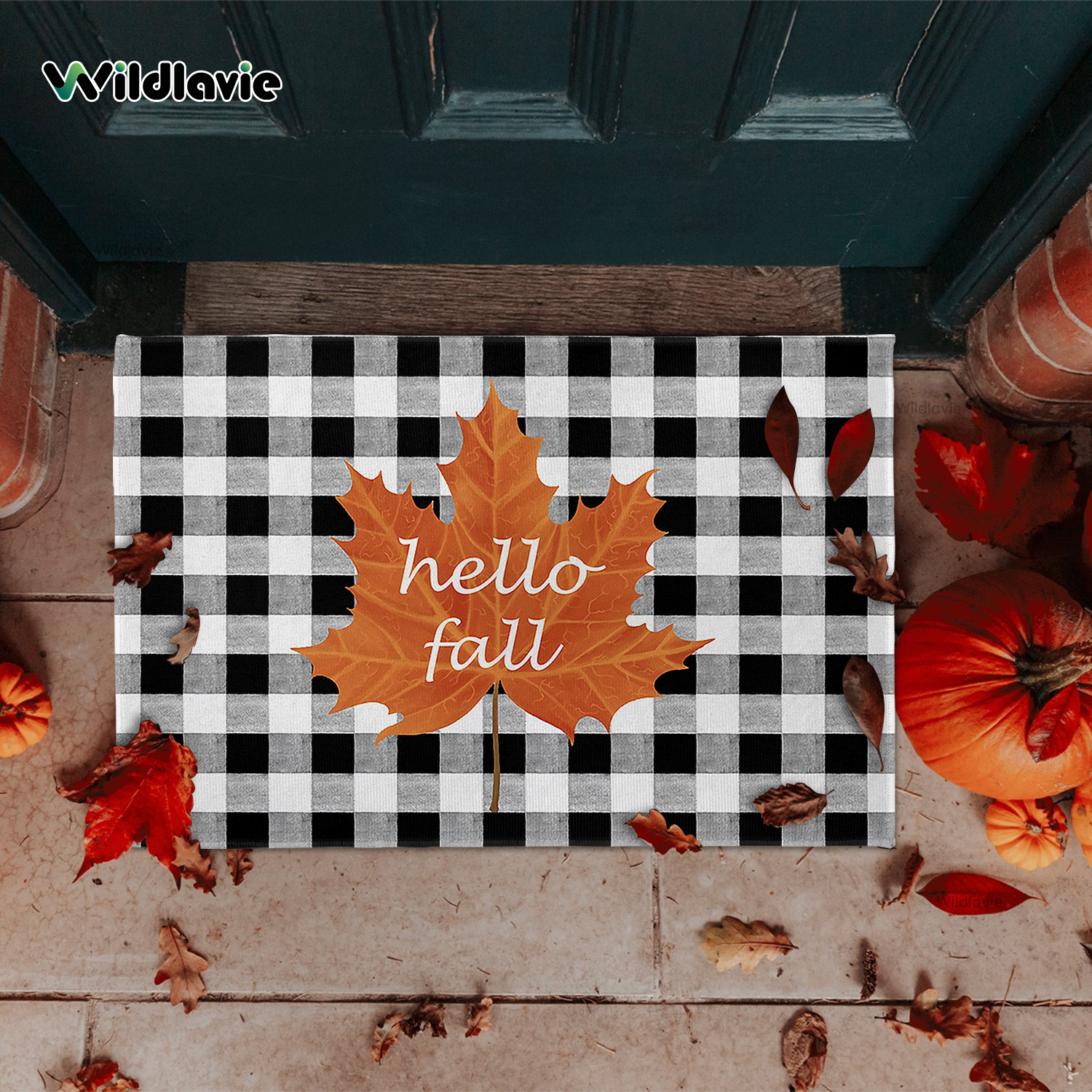 Fall Door Mat, Decorative Fall Welcome Rug, Fall Decor Buffalo Plaid Hey  There Pumpkin Rv Mat Halloween Door Mats For Indoor Outdoor - Temu