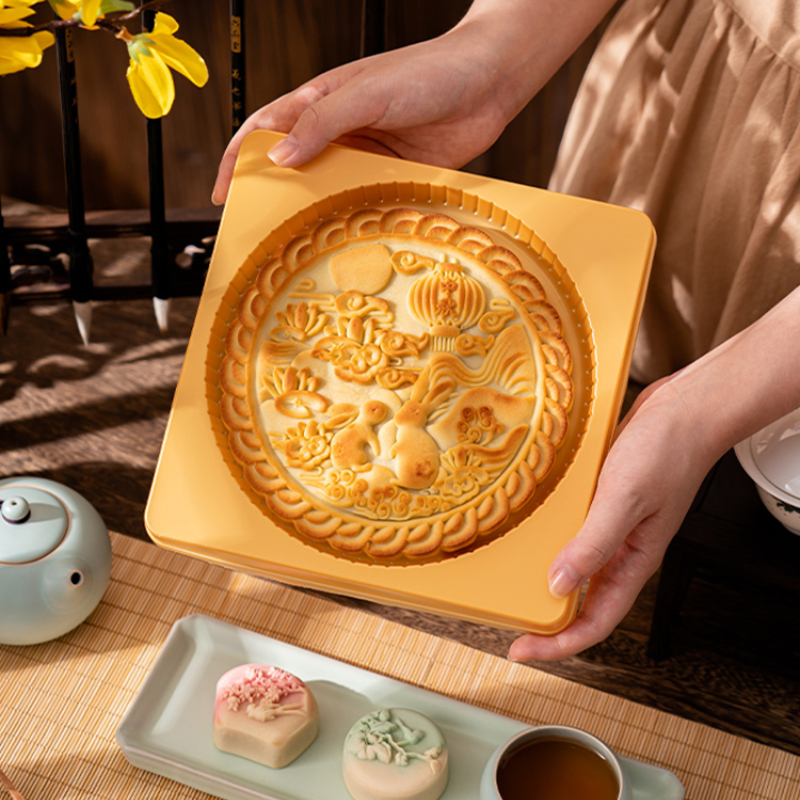 1pc moon cake mold chinese   autumn festival cookie stamp kitchen supplies moon rabbit shape 500g mooncake moulds multi purpose reusable festival cookie decorate tool 3