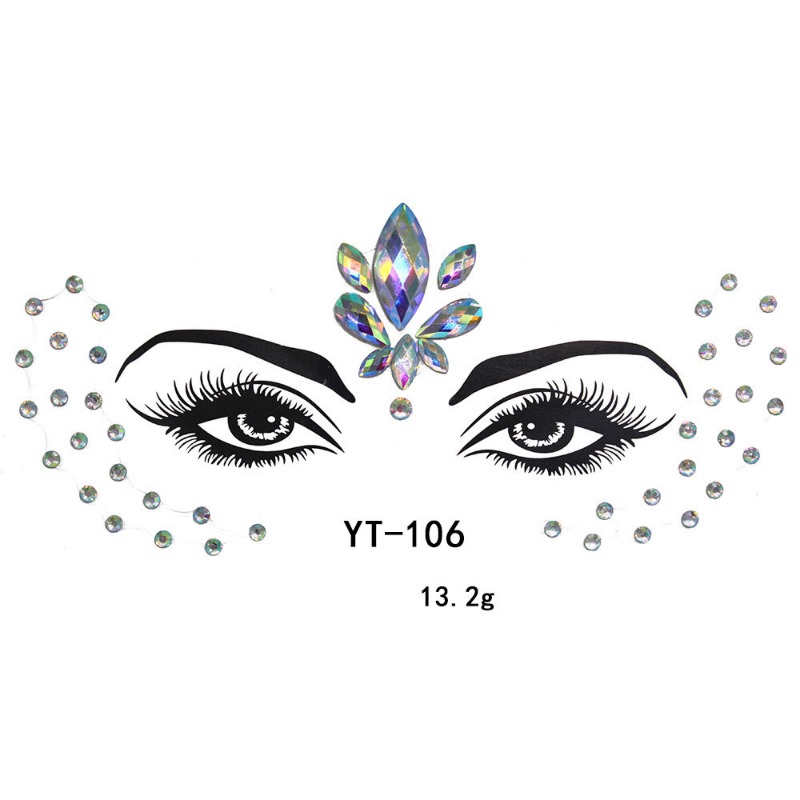 Transparent Colored Rhinestone Design Facial Tattoo Sticker - Temu