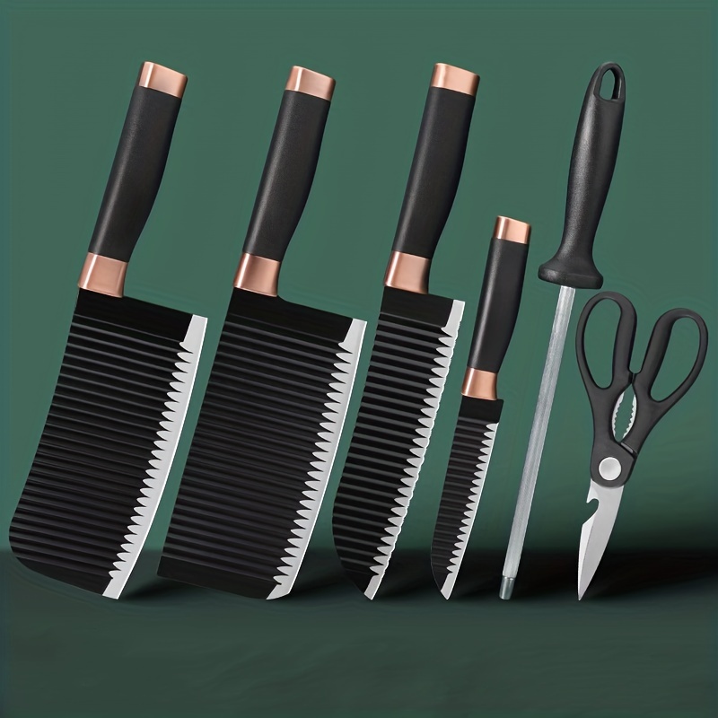 Knife Set - 6pcs Wave-pattern Non-stick Stainless Steel Knives