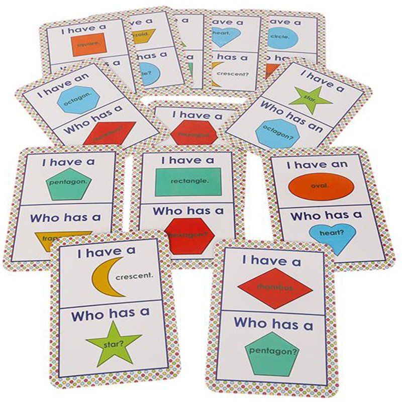Formas geométricas do jogo da memória de cores diferentes, cartões flash  imprimíveis para aprendizado de vocabulário em inglês