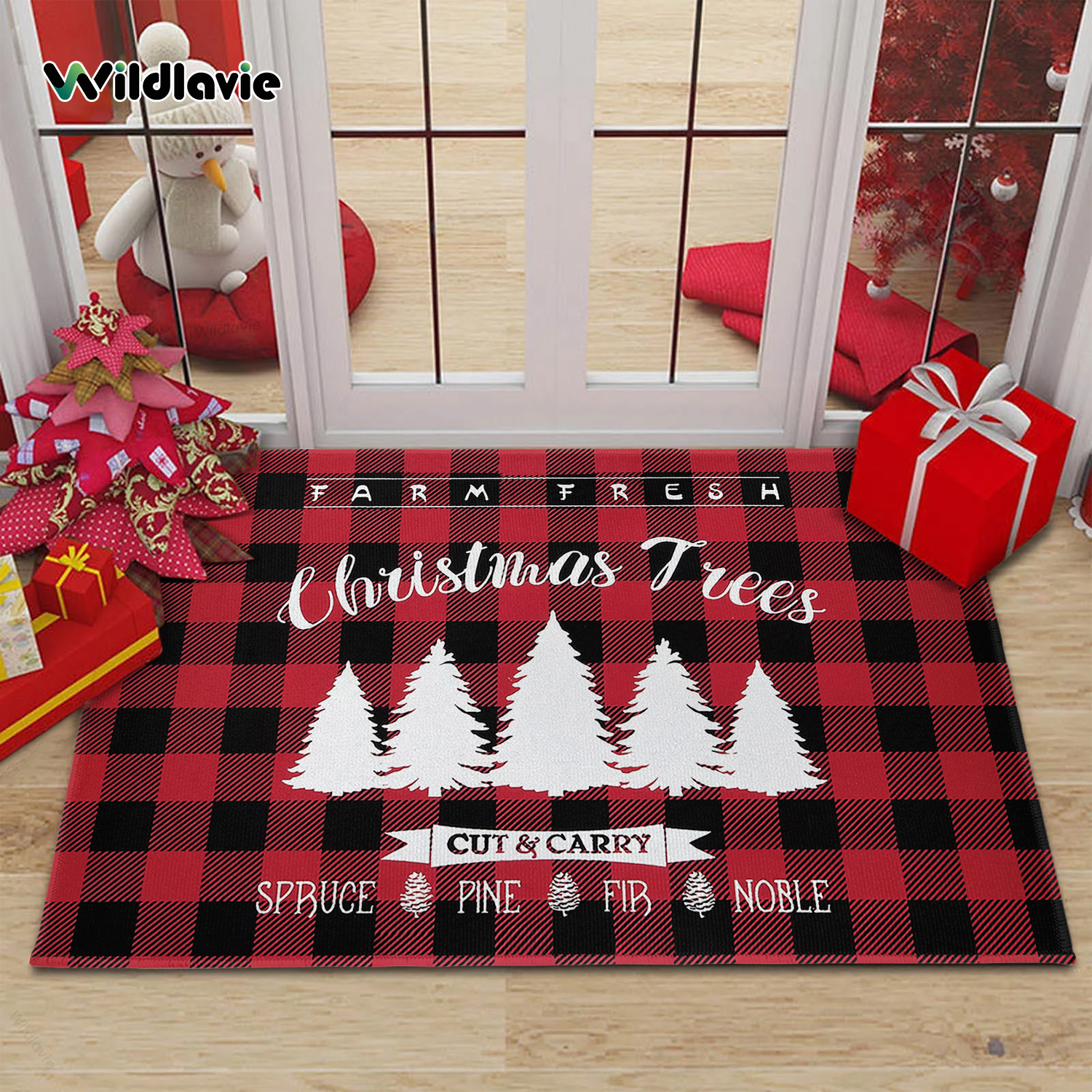 Winter Candy Pine Decor Doormat Indoor Outdoor Carpet - Temu