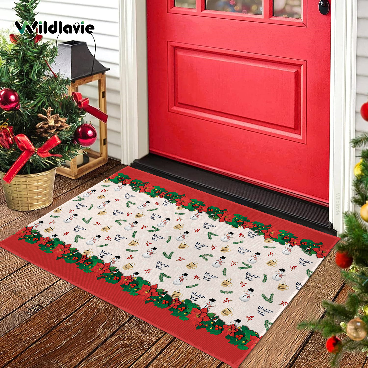 Winter Candy Pine Decor Doormat Indoor Outdoor Carpet - Temu