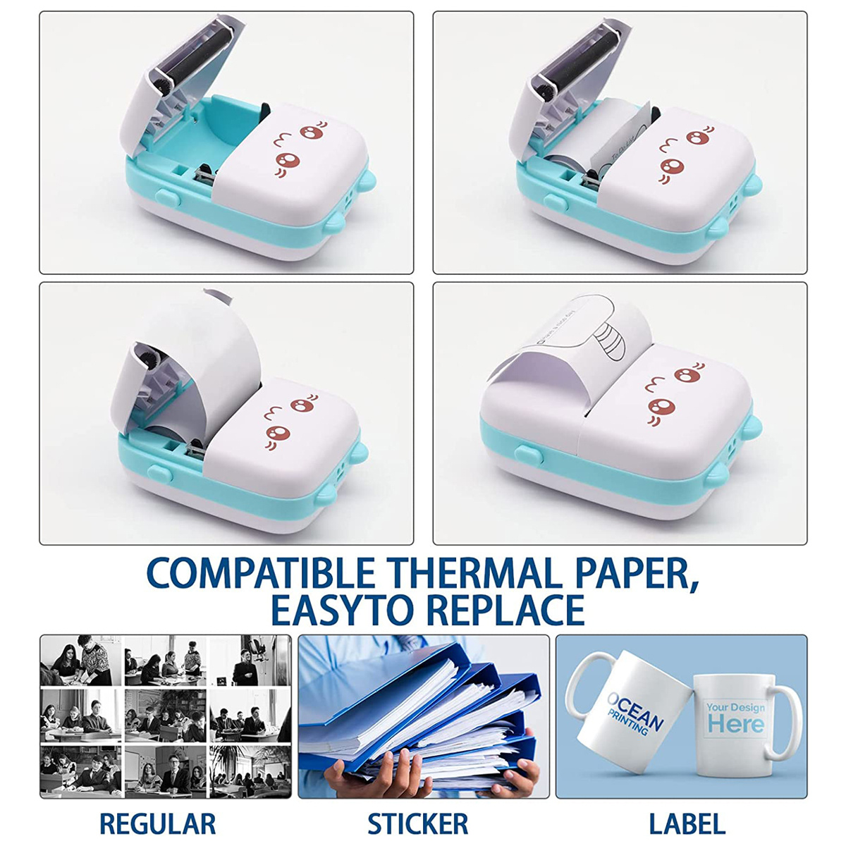 9 rollos de papel de impresora de primera calidad, rollos de papel térmico  regular para mini impresora térmica de bolsillo, impresora térmica de