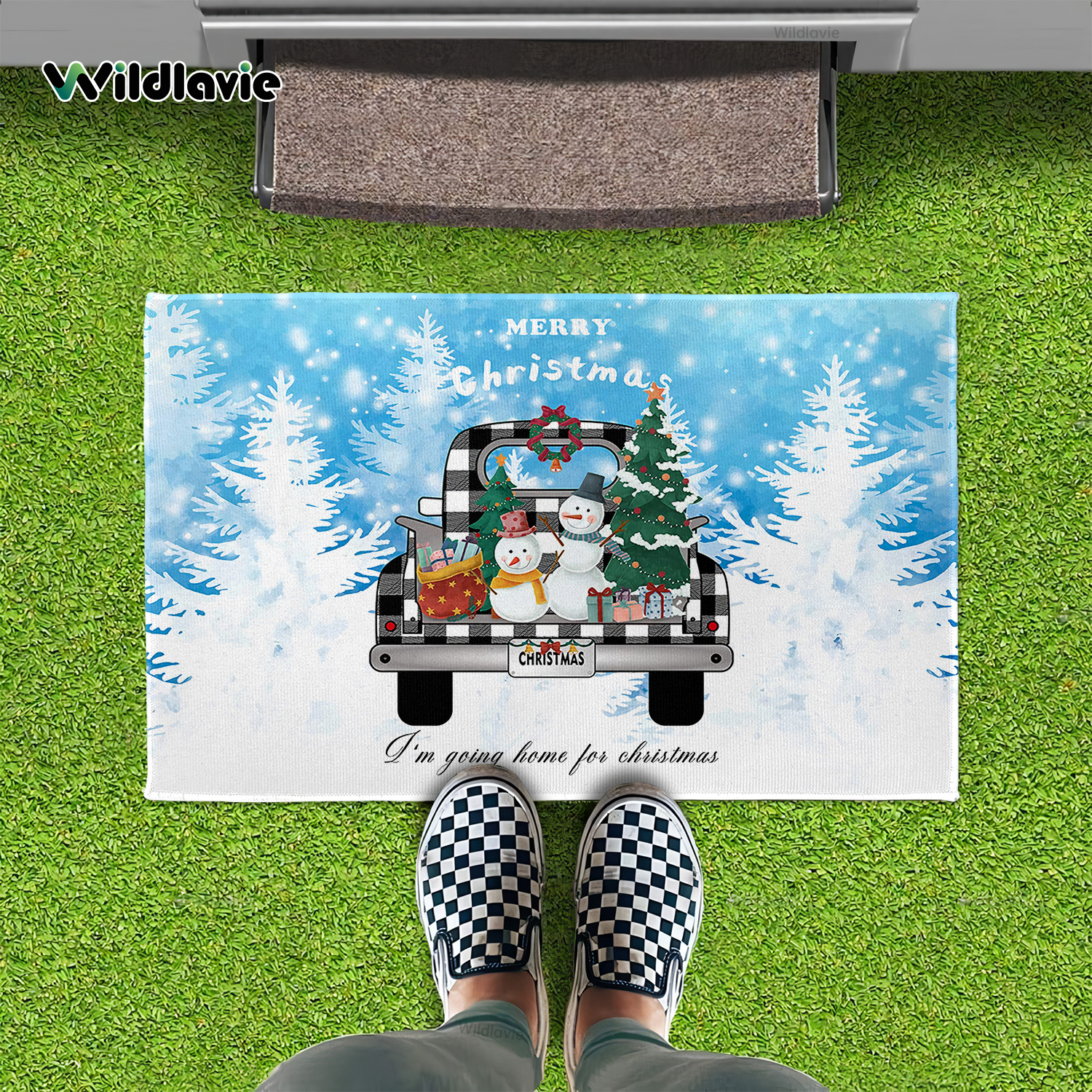 Merry Christmas Door Mat, Entryway Rugs Non-slip Durable Bath Mat For Home  Rv, Truck With Tree Snowman Present Snow Scene Carpet - Temu