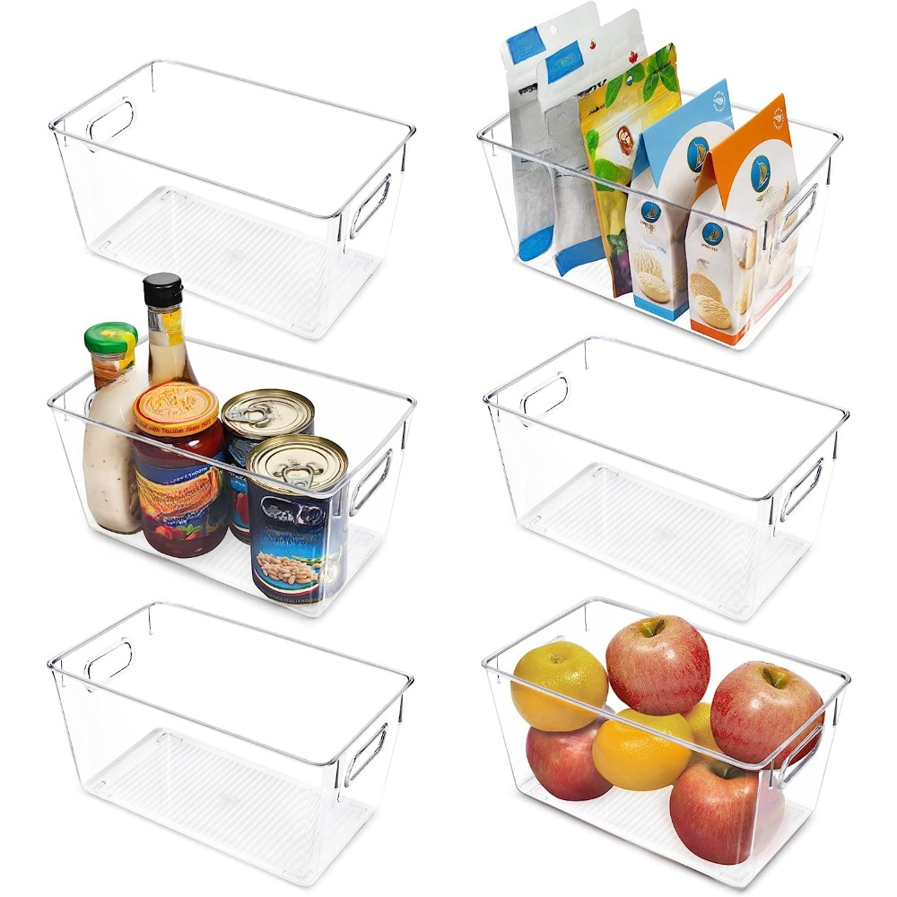Sorbus Clear Plastic Organizer Storage Bin Containers with Handles for  Pantry Food & Kitchen Fridge (8-Pack) 