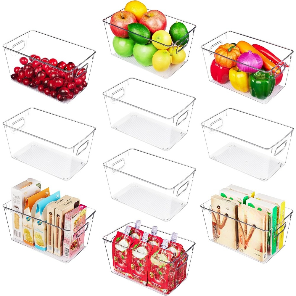 Sorbus Clear Plastic Organizer Storage Bin Containers with Handles for Pantry Food & Kitchen Fridge (8-Pack)