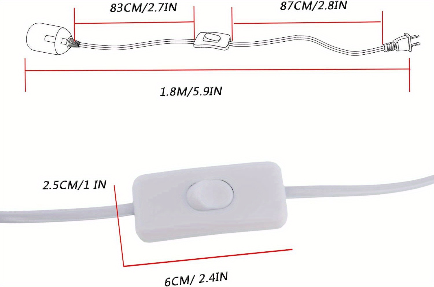 Enchufe Lámpara Led E26 Cable Extensión 5 9 Pies Interruptor - Temu