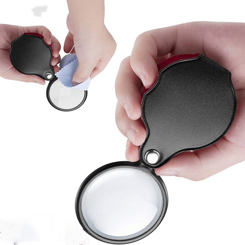 10X 60mm Round Metal Foldable Magnifier Pocket Magnifying Glass for Reading