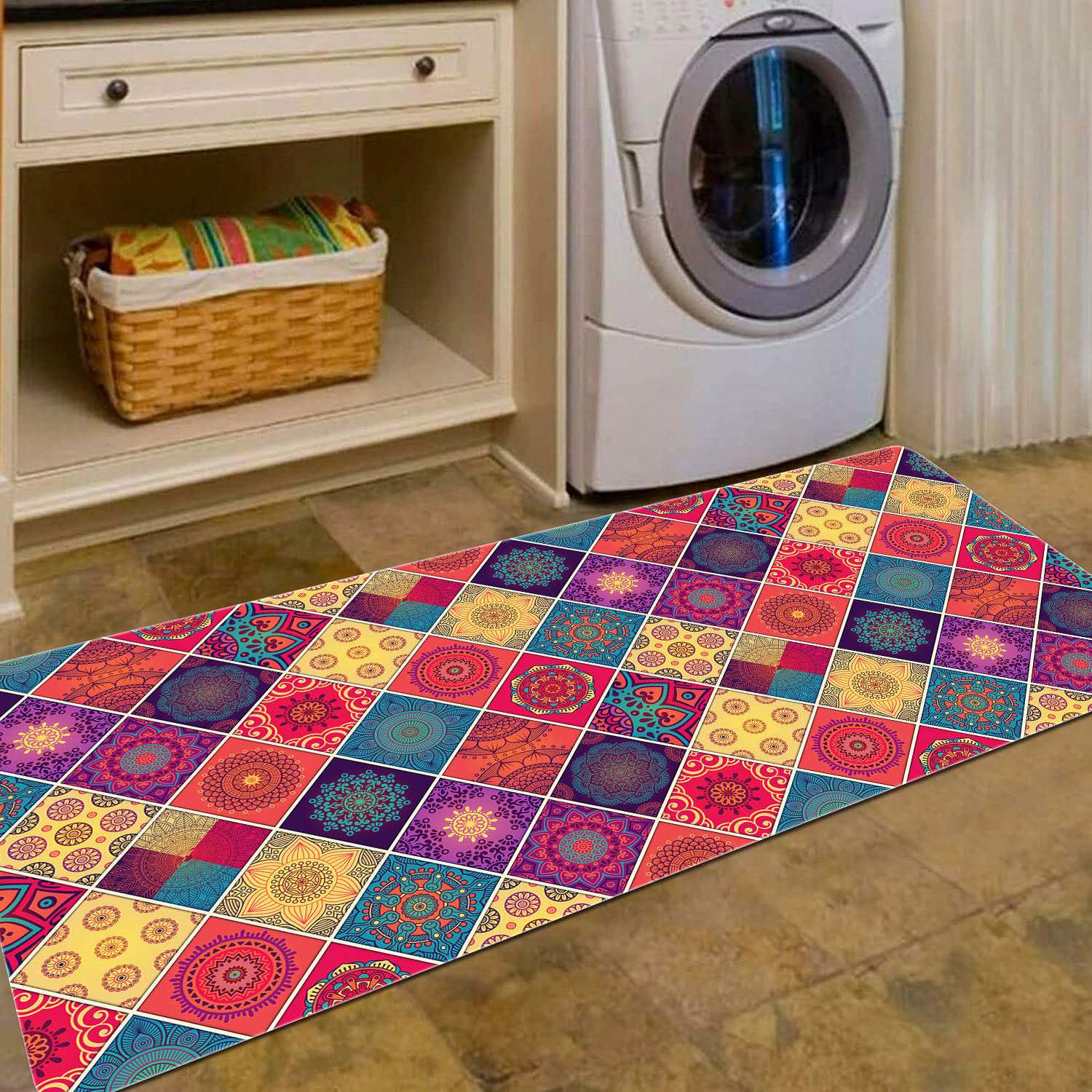 Mandala Pattern Printed Kitchen Floor Mat Boho Home - Temu