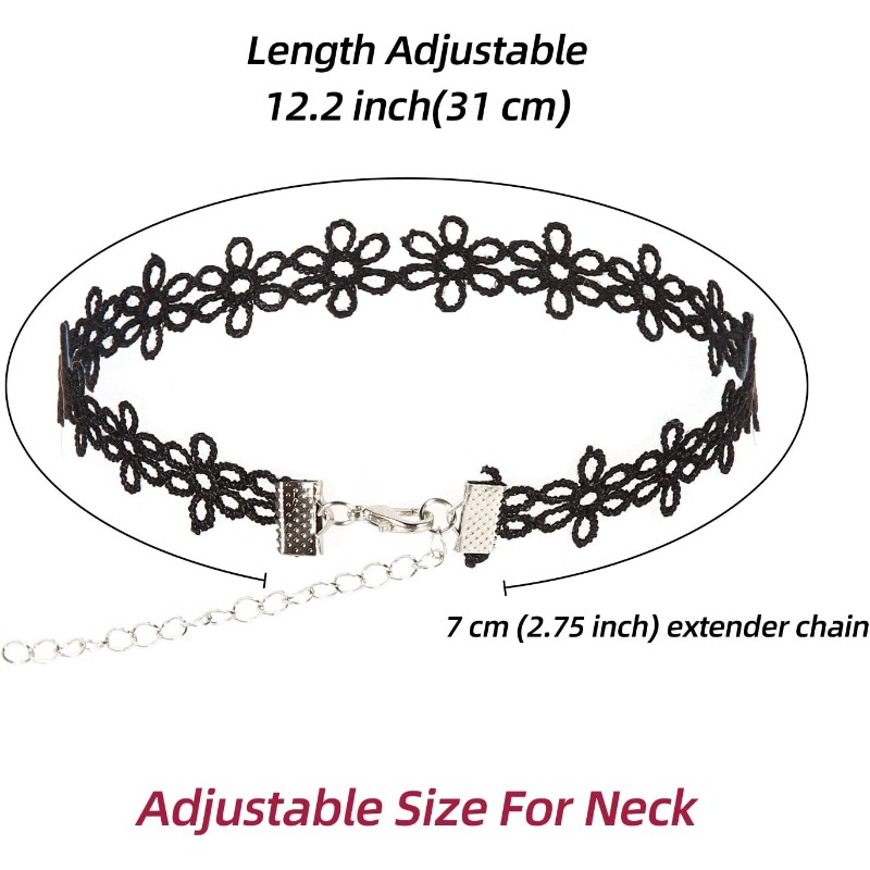 20pcs/set Gothic Style Choker Necklace Black Cute Lace Velvet 90s Choker Necklace for Girls Women,Temu