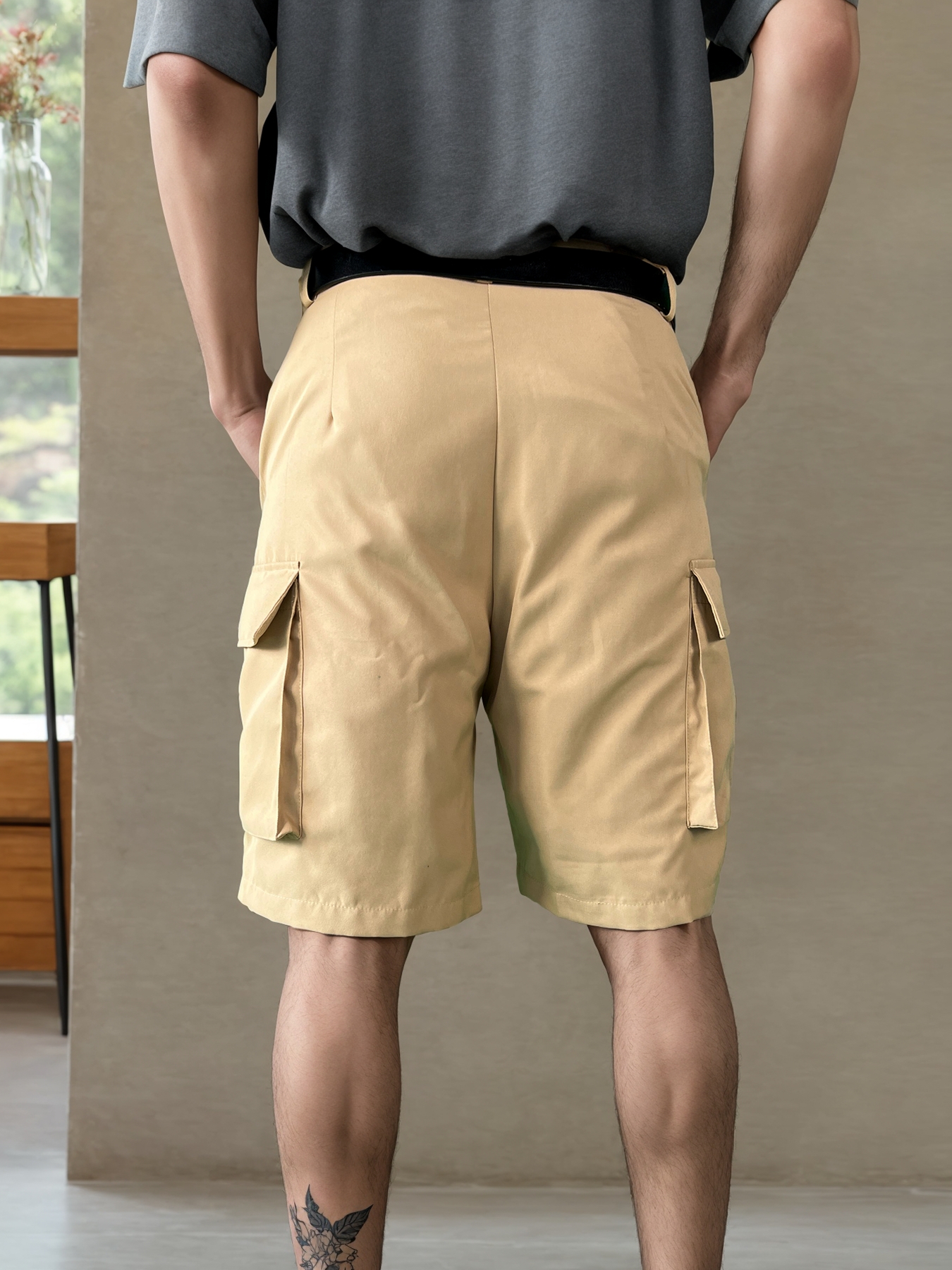 Breathable Men's Solid Cargo Short Pants Flap Pocket Loose - Temu Canada