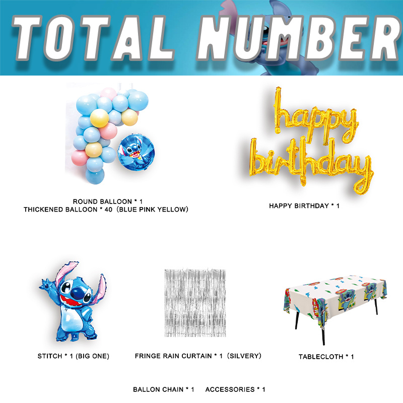 Set di 45 kit di palloncini con licenza ufficiale Disney Stitch 45