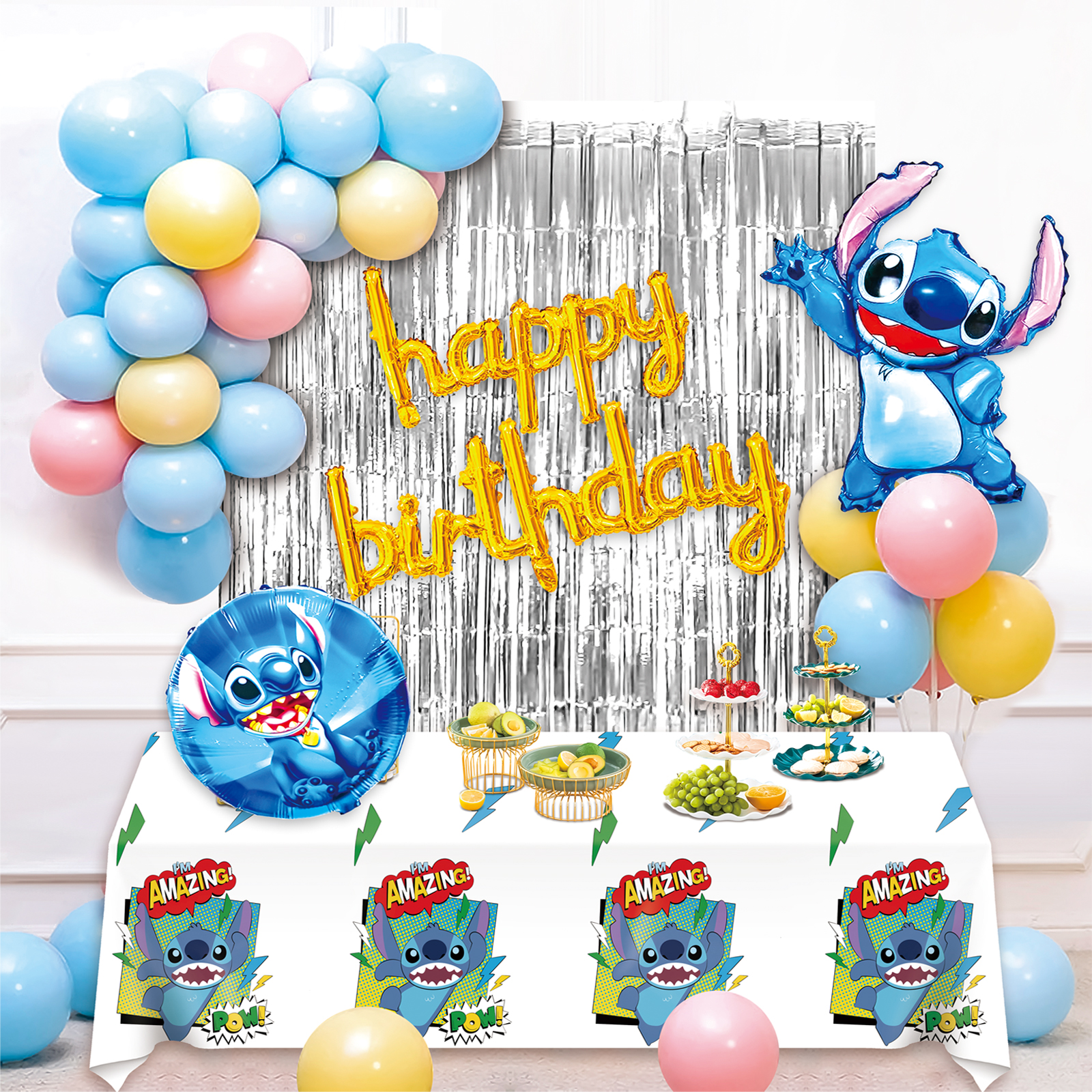 Disney Stitch Balloons Rose Lilo & Stitch Cartoon Girls Birthday Party  Décoration Stitch Latex Balloons Set Toy Kids Gift