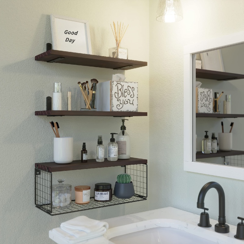 Floating Shelves, Wall Mounted Storage Organizer Shelf, Bathroom