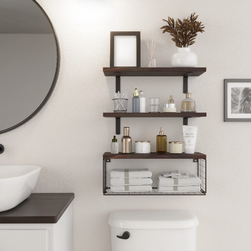 Wall Mounted Bathroom Shelves Floating Shelf Shower Hanging Basket
