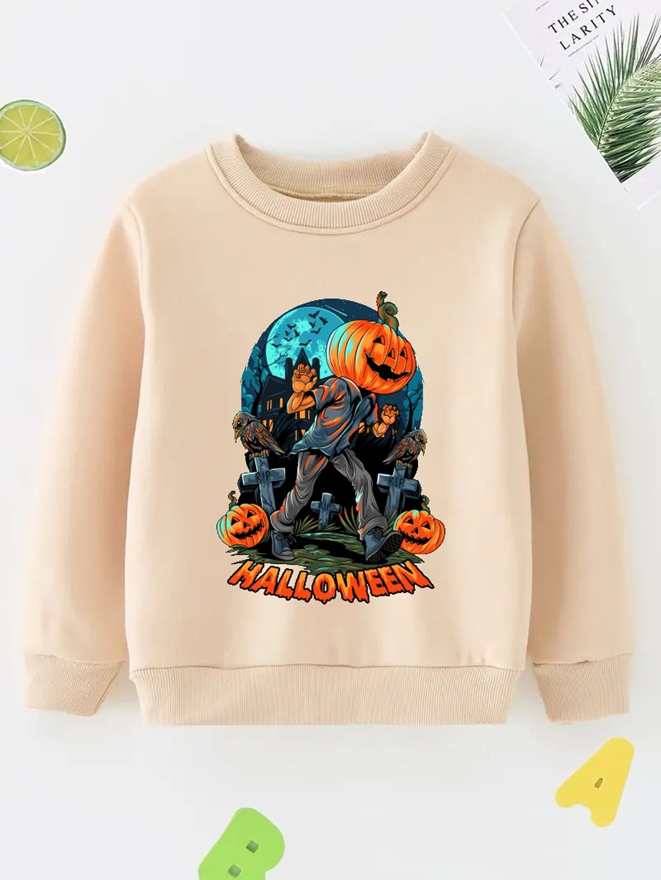 Boys Halloween Long Sleeve Pumpkin Graphic Tee