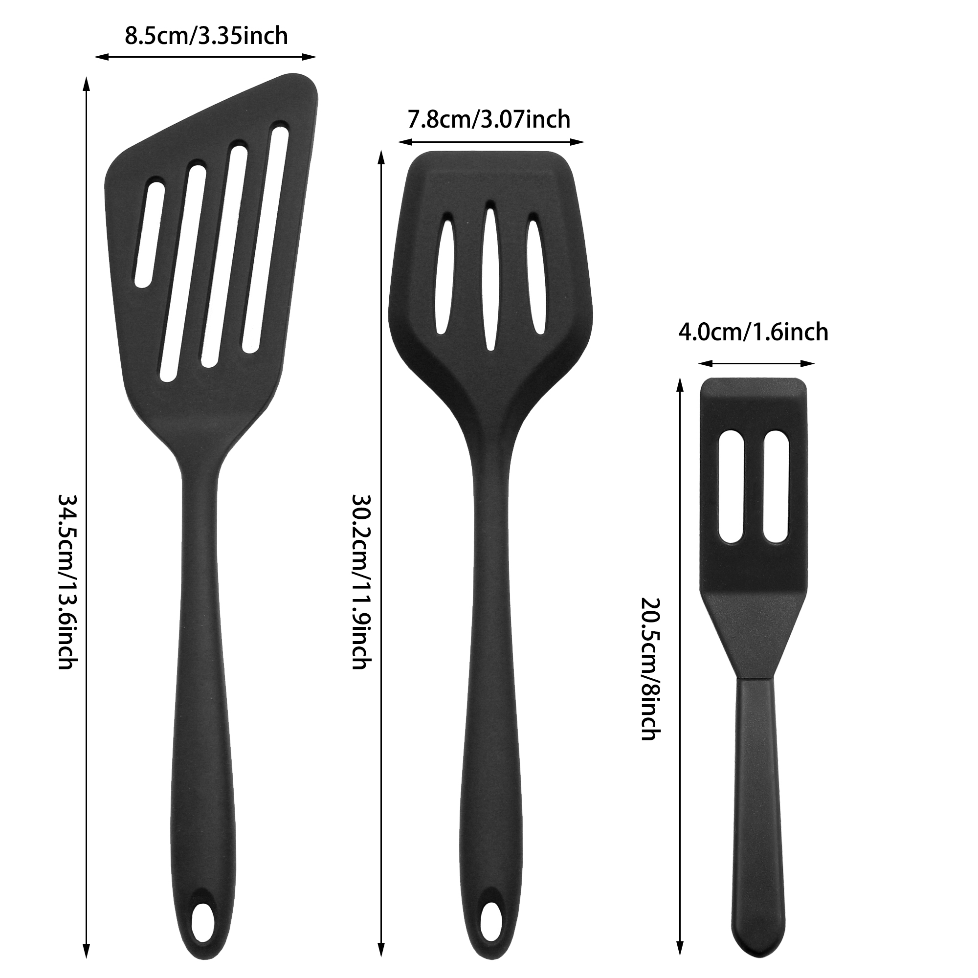 Silicone Slotted Fish Turner Spatula Set Flipper Spatulas for Baking