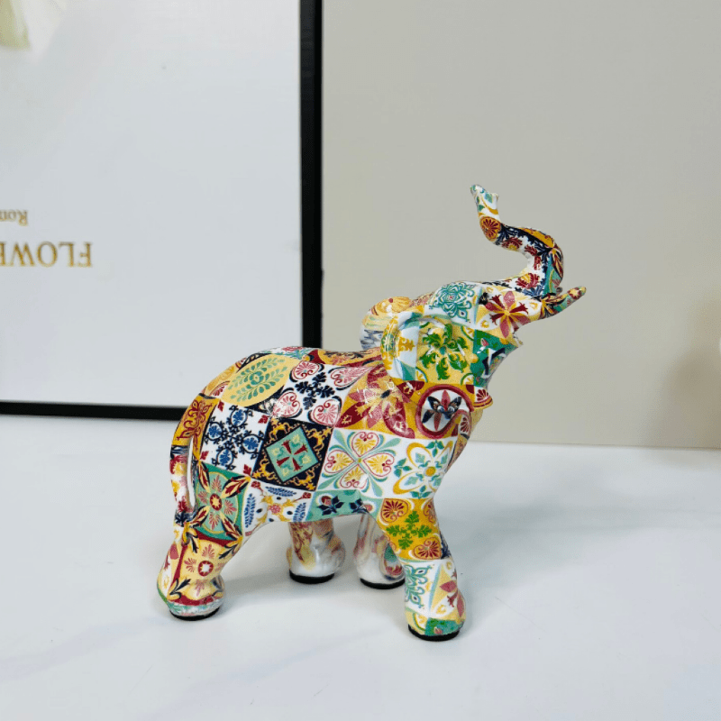 1 Pieza Colorida Estatua De Elefante Arte Escultura De Elefante, Figuras De  Elefante Novedosas Con Tronco Hacia Arriba, Estatuilla Coleccionable, Esta
