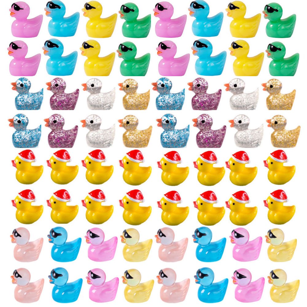 20 Packs Mini Resin Ducklings Miniature Figures Mini Animal Figures  Ducklings Bulk Fairy Tale Garden Ducklings Dollhouse Ornaments Potted Plant  Decorations for DIY Birthday Party Toy Decoration ( Random Color)