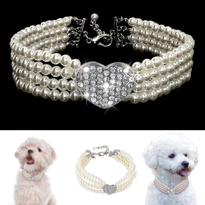 Artificial Pearl Dog Cat Necklaces, Small Dogs Cats Collar With Crystal Love  Pendant, Pet Puppy Dog Necklace, Adjustable Dog Jewelry For Pet Small Girls  Cats - Temu