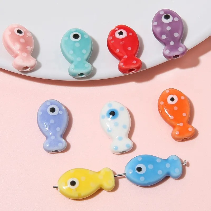

5pcs Ceramic Flat Fish Multi-color Optional Accessories Beaded Fish Accessories Grouper
