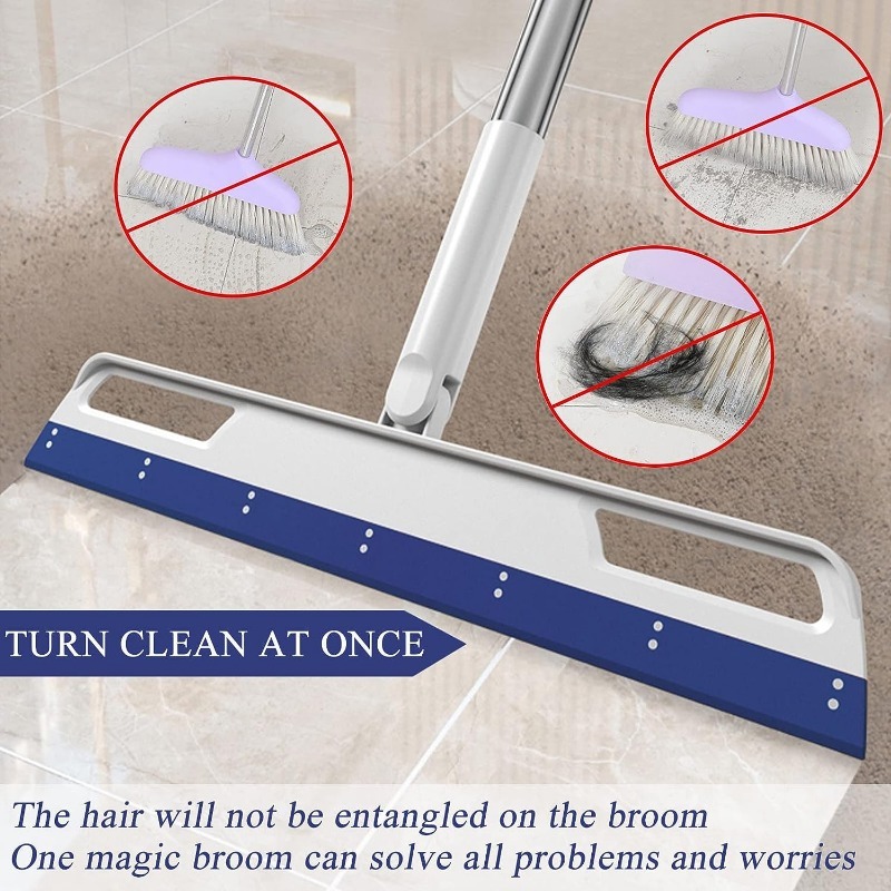 Multifunction Magic Broom, Household Silicone Wiper Floor Squeegee  Non-Stick Hair Sweeping Tool 4 in 1 Adjustable Floor Scraping Sweeper for  Bathroom