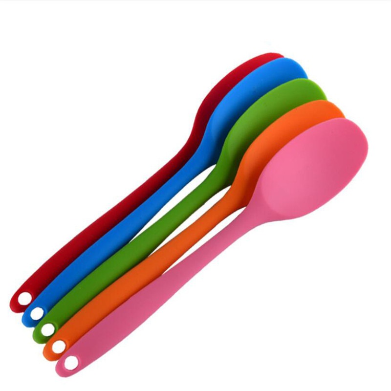 Cucharas de silicona para cocinar, servir, cucharas de cocina de silicona  para mezclar, revolver y hornear, 10 pulgadas, antiadherentes resistentes  al