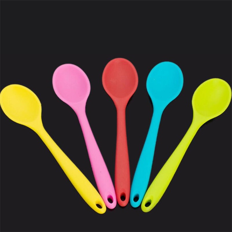 8 Colors Silicone Spoon Heat Resistant Easy To Clean Non-stick Rice Spoons  High Temperature Spoon Tableware Utensil Kitchen Tool