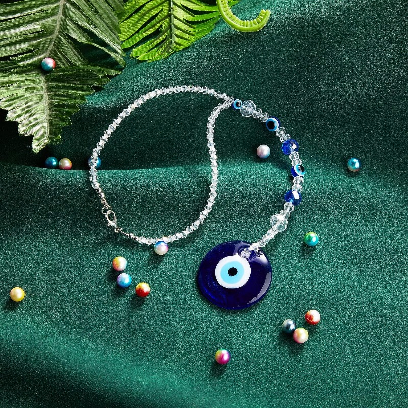 Evil Eye Car Hanging Ornament Crystal Beads Evil Blue Eye Charms for Rear  View Mirror Evil Eye Car Accessories Evil Eye Window Pendent for Window Car