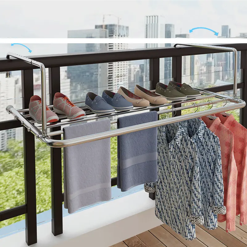 Fixed/expandable Clothes Drying Rack, Multipurpose Stainless Steel Laundry  Rack For Outside Windows And Balcony, Maximize Your Clothes Drying Space  With This Retractable Balcony Railings Drying Rack ! - Temu