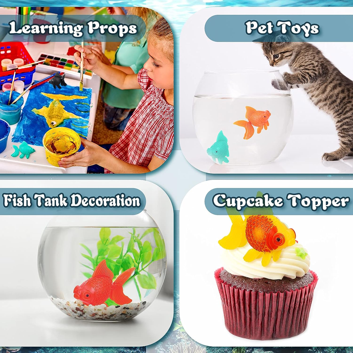 10pcs Fake Floating Fishes Plastic Fake Goldfish Artificial Aquarium