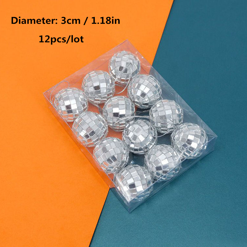 Disco Mini Mirror Balls 3cm (Pack of 12), 70's Disco