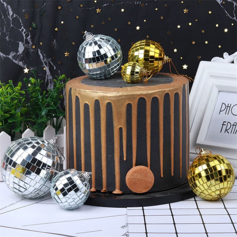 Gold Mirrored Disco Ball 7 3/4 Hanging Decoration