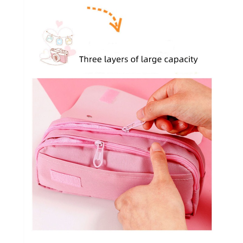 Cute Cat Decompression Pencil Case Large-capacity Three-layer