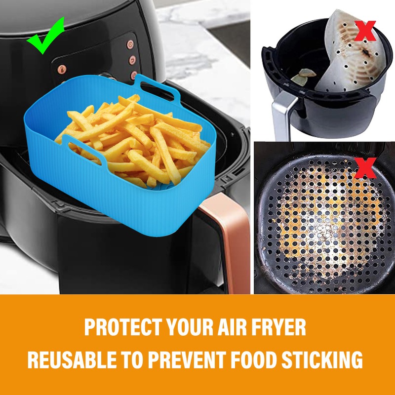 1pc Air Fryer Silicone Liner 7.68'' X 4.92'' Rectangle Four Plateau De  Cuisson Panier Réutilisable Liner Insert Plat Pour Ninja Foodi DZ201 Pan Air  Fryer Accessoires - Temu France