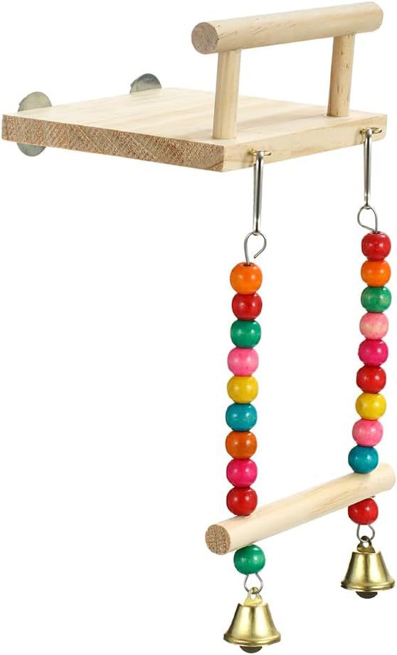 Vogelholz Sitzstange & Spielplattform Mit Leiter – Holz Spielstation Für Vögel, Hamster, Kleintiere