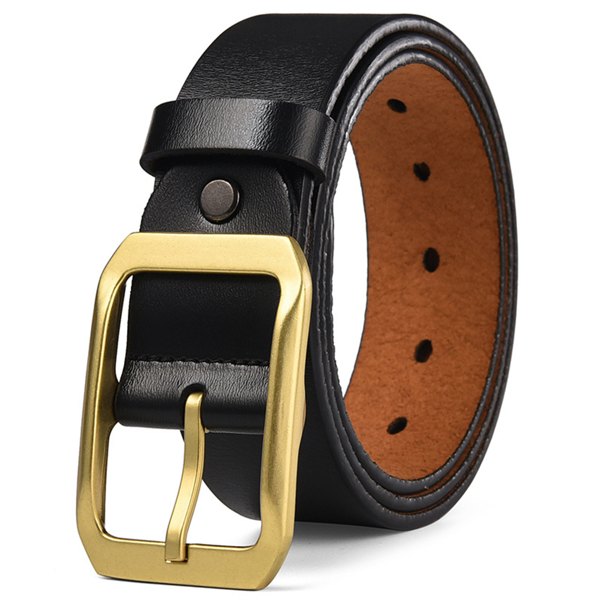 1pc Large Pin Buckle Genuine Leather Buckle Belts For Men Fashion Copper Buckle  Belt Ideal Choice For Gifts - Jewelry & Accessories - Temu Canada
