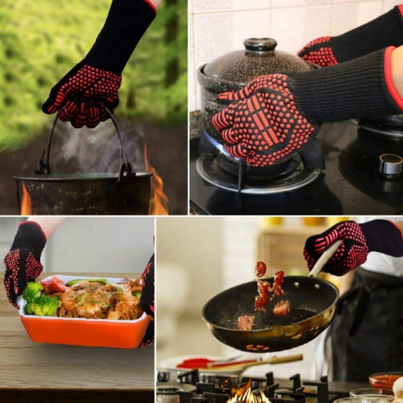 Guantes Barbacoa 1 Pieza, Guantes Resistentes Calor 1472 °f, Guantes  Ignífugos, Guantes Asar, Guantes Horno Lavables Antideslizantes Silicona,  Guantes Cocina Barbacoa, Asar Parrilla, Cocinar, Hornear, Acampar, Ahumar  (negro)