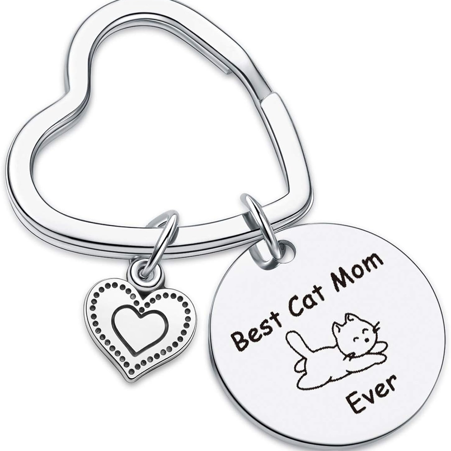 "Best Cat Mom Ever" Heart Decor Gift Pet Lover Memorial Gift Cat Lover Jewelry Cat Lover Keychain Gift