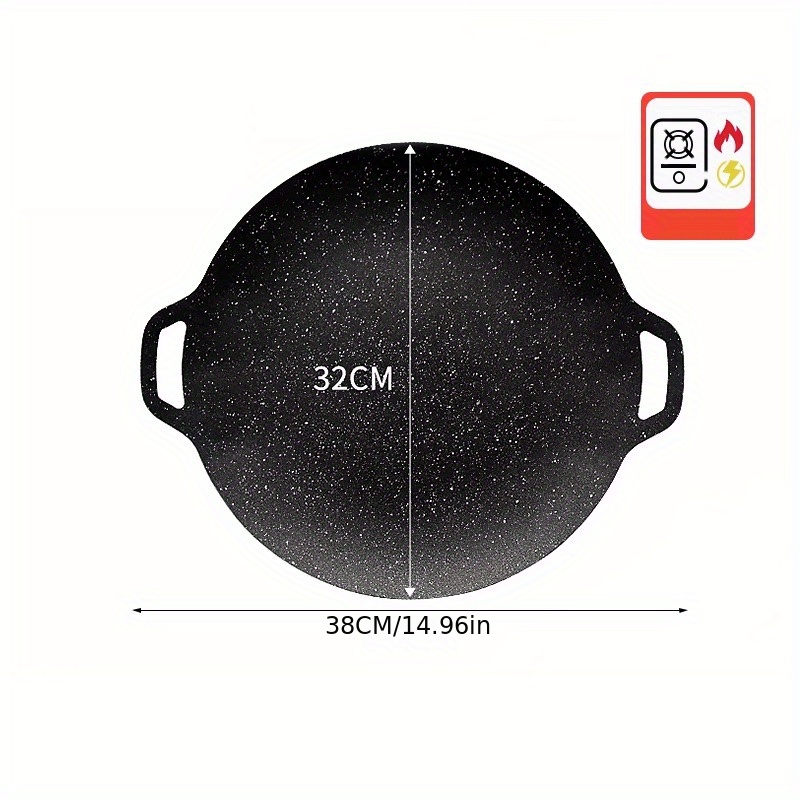 30cm Cast Iron Frying Pan Flat Round Barbecue Plate Outdoor