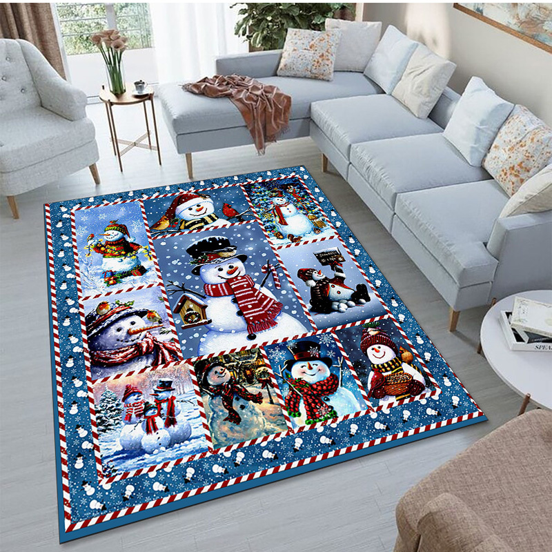 Round Area Rugs Merry Christmas Winter Holiday Snowman Super Soft Indoor  Stain-Proof Carpet Floor Mat Non-Skid Runner Rugs for Home Living Room